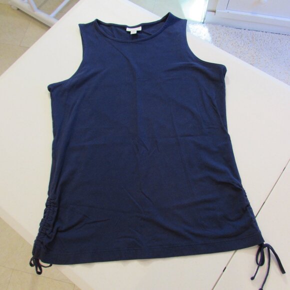 J Jill Blue Cotton Tank Top w/ Side Ties Size Small - Picture 3 of 13